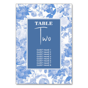 Blue Watercolor Botanical Florals Wedding Table Nu Number