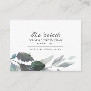 Blue Watercolor Botanical Guest Details Insert