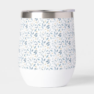 Blue Watercolor Botanical Pattern 