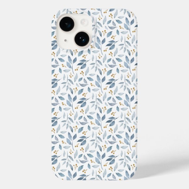 Blue Watercolor Botanical Pattern  Case-Mate iPhone Case (Back)