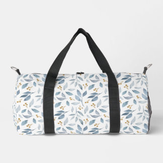 Blue Watercolor Botanical Pattern  Duffle Bag