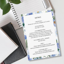 Blue Watercolor Botanical Wedding Details