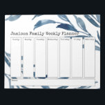 Blue Watercolor Botanicals Weekly Planner Notepad<br><div class="desc">In this design, I added simple blue watercolor botanical layers to the background. The phrase "Jamison Family Weekly Planner" appears at the top; simply use the template fields to add your details as you see fit... at very least change the name to your own!</div>