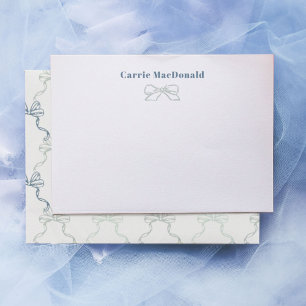Blue Watercolor Bows Personalized Stationery Card
