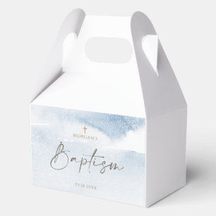 Blue Watercolor Boy Baptism Favor Box