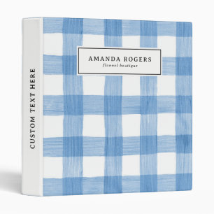 Blue Watercolor Buffalo Plaid Flannel Farmhouse Binder