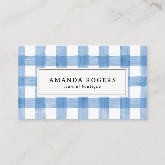 Blue Watercolor Buffalo Plaid Multiple Appointment Card (Front)