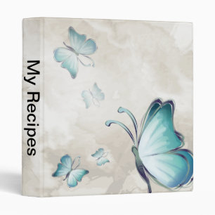 Blue Watercolor Butterflies Binder