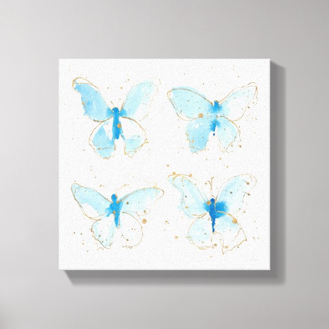 Blue Watercolor Butterflies Canvas Print (Front)