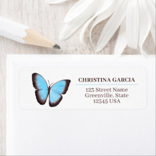 Blue Watercolor Butterfly Return Address Labels