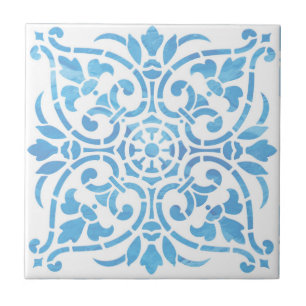 Blue Watercolor Ceramic Tile