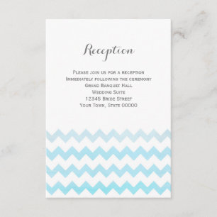Blue Watercolor Chevron Wedding Reception Info Enclosure Card