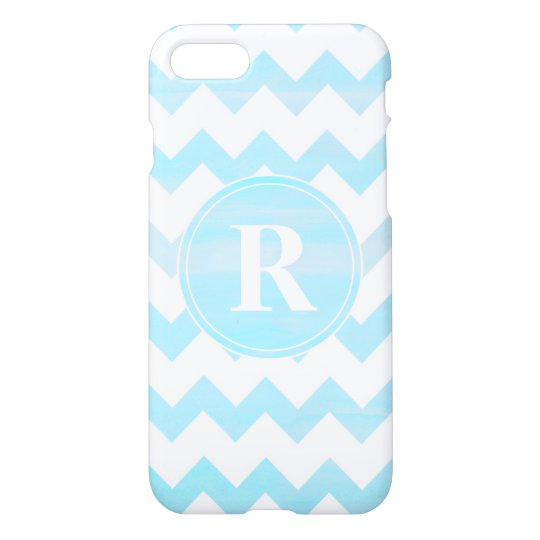 Blue Watercolor Chevron Zigzag Pattern Monogram iPhone 8/7 Case