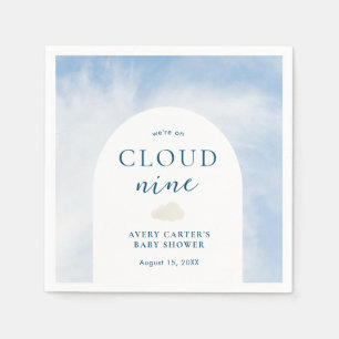 Blue Watercolor Cloud 9 Baby Shower Napkin