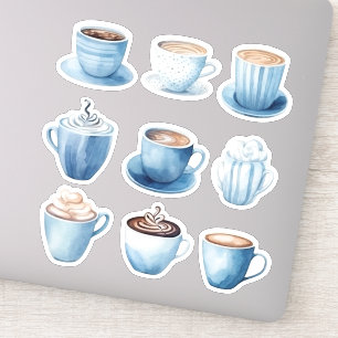 Blue Watercolor Coffee Cups 4