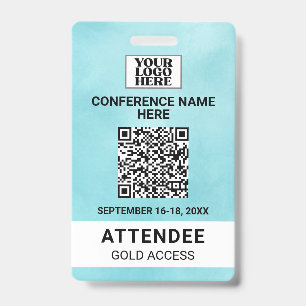 Blue Watercolor Conference Event Badge