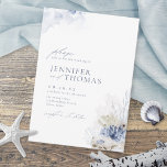 Blue watercolor coral & seashells beach wedding invitation<br><div class="desc">Elegant under the sea themed beach wedding invitation features dusty blue watercolor coral,  starfish & seashells,  stylish script and classy font event details,  modern and romantic,  great for sea themed summer beach wedding,  winter tropical destination wedding,  coastal ocean themed wedding. 
See all the matching pieces in collection.</div>