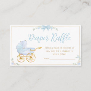 Blue Watercolor Crest Baby Shower Diaper Raffle Enclosure Card