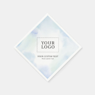 Blue Watercolor Custom Business Logo Promotional Napkin