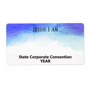 Blue Watercolor Custom Group Paper Label Name Tag 