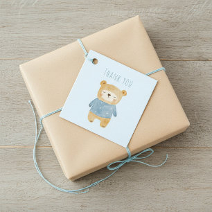 Blue Watercolor cute bear it's a boy Favour Tags
