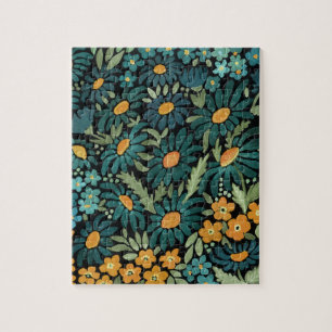 Blue watercolor daisies jigsaw puzzle