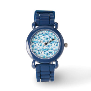 Blue Watercolor Daisies Watch