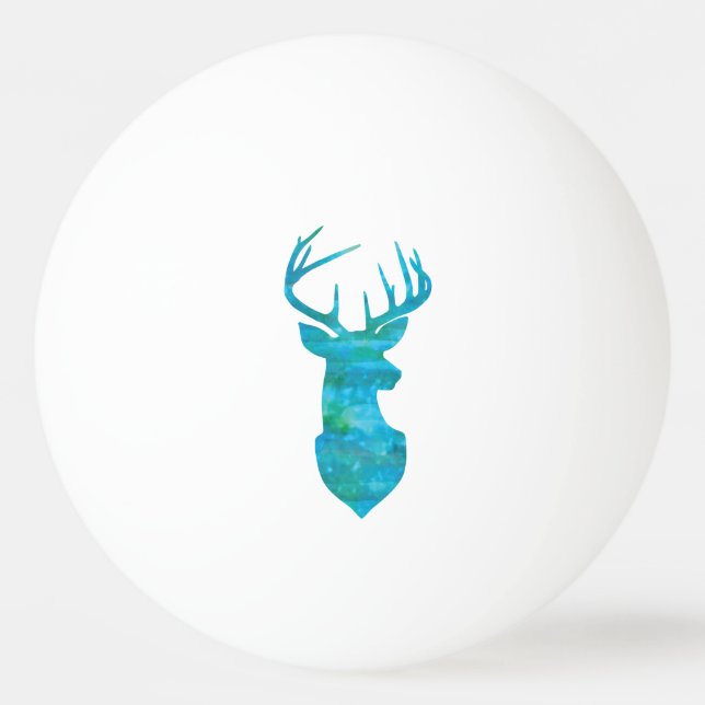 Blue Watercolor Deer Silhouette Ping Pong Ball (Front)
