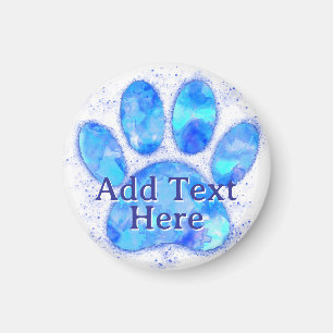 Blue Watercolor Dog Paw Print Custom  Magnet