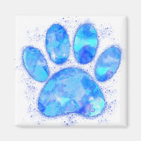 Blue Watercolor Dog Paw Print