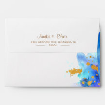 Blue Watercolor Dolphin Wedding Suite Envelope