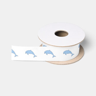 Blue watercolor dolphins satin ribbon