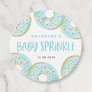 Blue Watercolor Doughnuts Baby Sprinkle Thank You Favour Tags