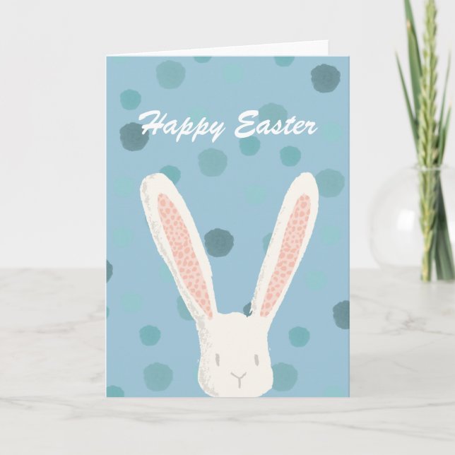 Blue Watercolor Easter Bunny Holiday Card (Front)