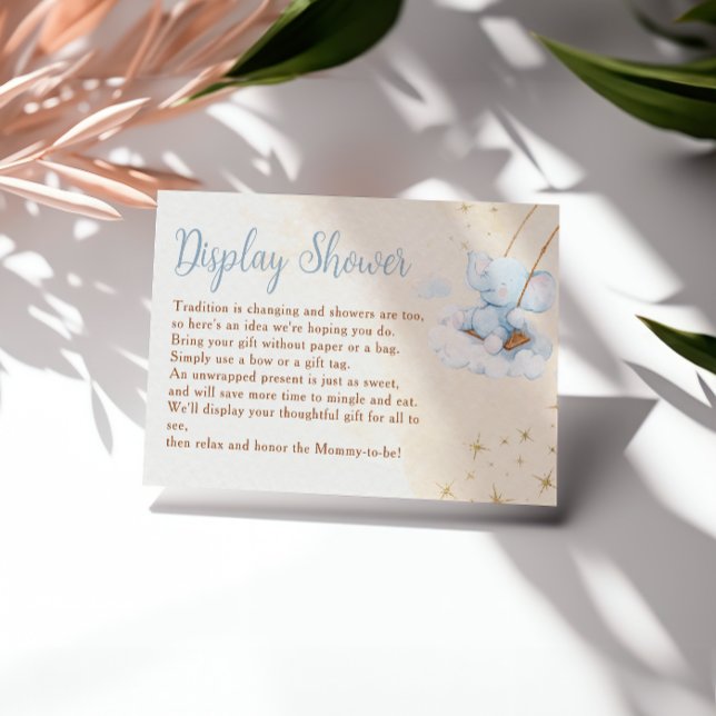Blue Watercolor Elephant Display Shower Enclosure Card (Creator Uploaded)