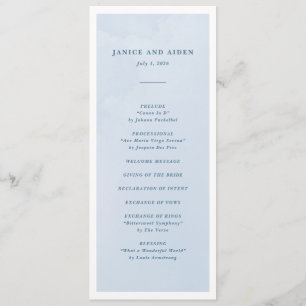 Blue Watercolor Enchanting Cloudscape Wedding Program
