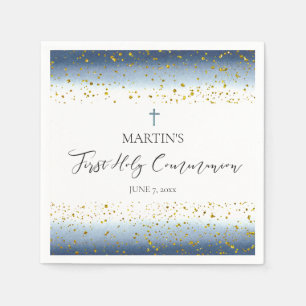 blue watercolor  First Communion Napkin