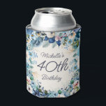 Blue Watercolor Floral 40th Birthday Party<br><div class="desc">Navy,  dusty blue,  and white watercolor floral 40th birthday (or any birthday) can cooler customizable with your own text. Personalize with the name and age of the guest of honour. Contact me for assistance with your customizations or to request additional. matching or coordinating Zazzle products for your party.</div>