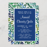 Blue Watercolor Floral Charity Event Gala Party
