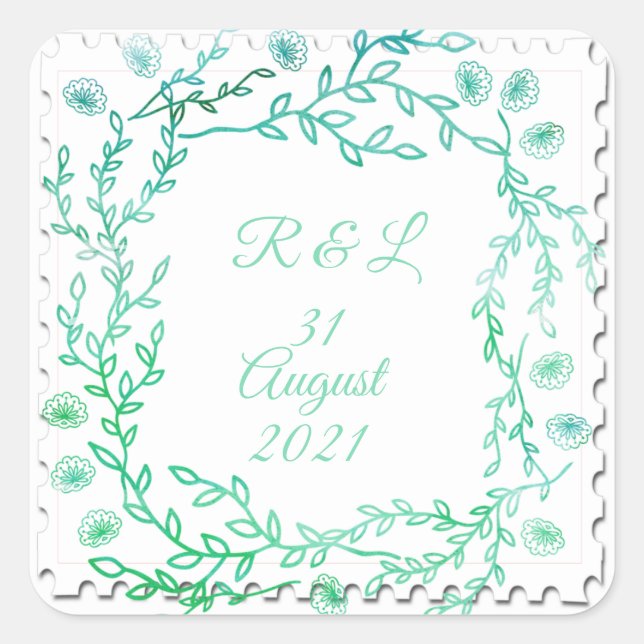 Blue Watercolor Floral Frame Sticker (Front)
