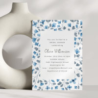 Blue Watercolor Floral Modern Bridal Shower