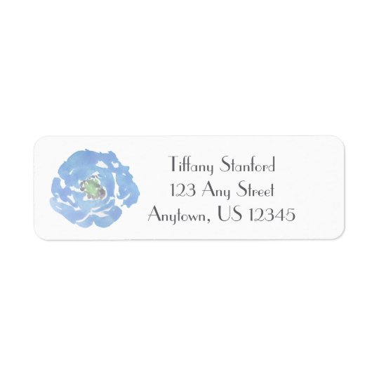 Blue Watercolor Floral | Personalized Return Address Label