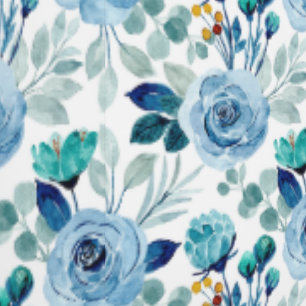 Blue Watercolor Floral Print Pattern Wallpaper