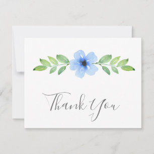 Blue Watercolor Floral Swag Thank You Card