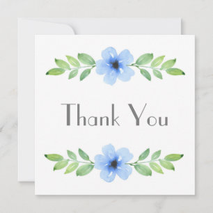 Blue Watercolor Floral Swag Thank You Card