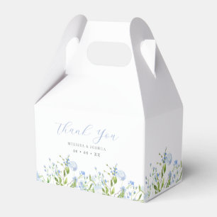 Blue Watercolor Floral Thank You Wedding Favor Box