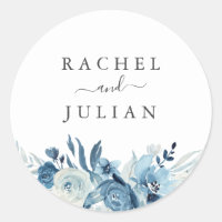 Blue watercolor floral wedding