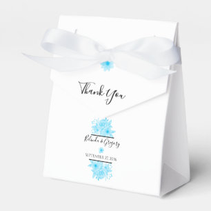 Blue Watercolor Floral Wedding Favor Box