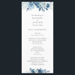 blue watercolor floral wedding program<br><div class="desc">A lovely blue and white theme design with watercolor blue flowers. You can personalize the text and colours on this wedding program template.</div>