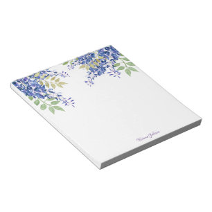 Blue Watercolor Flower Border Notepad